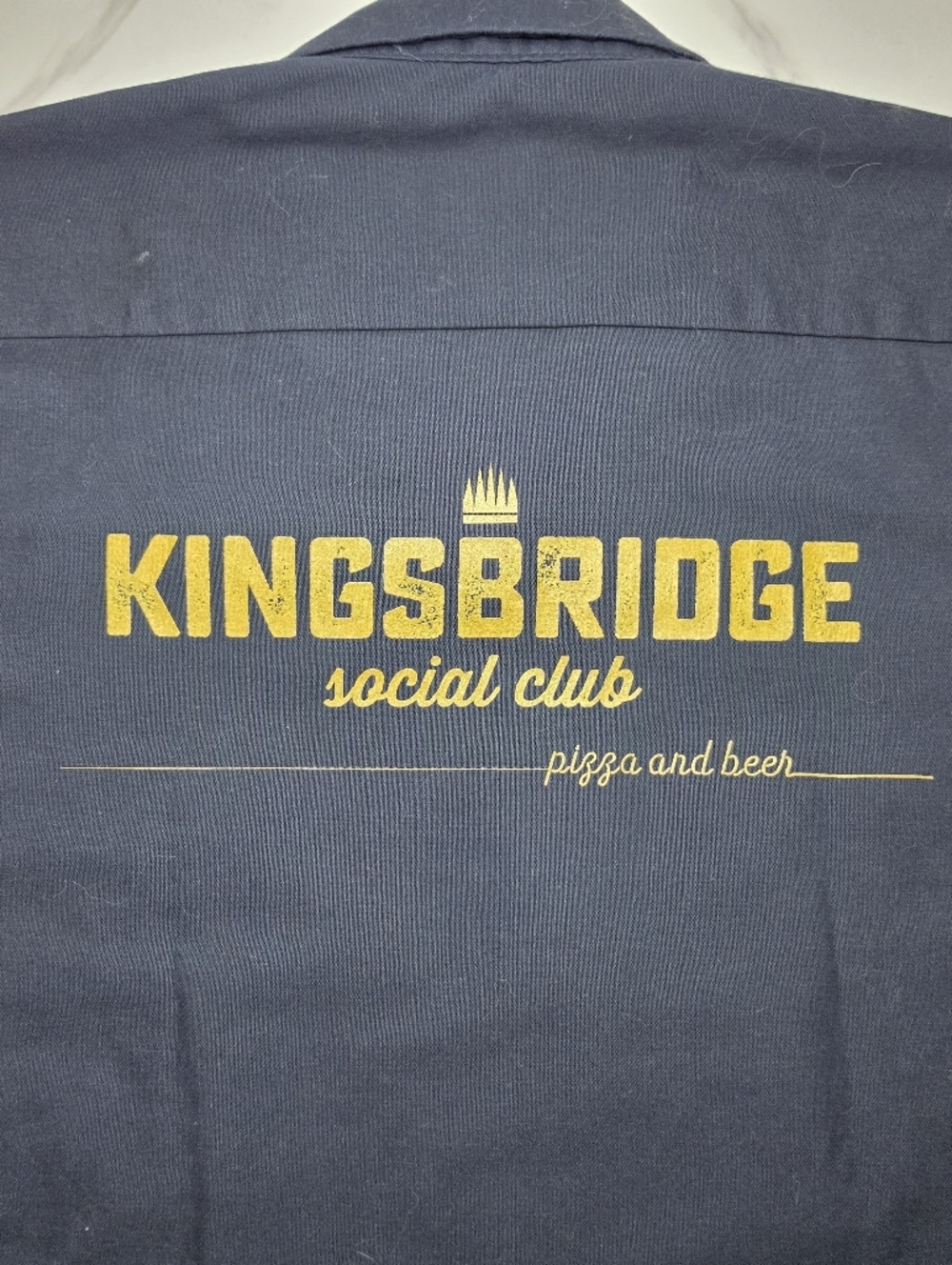 Men's Navy Work Shirt with Chest Pockets | Bronx KINGSBRIDGE SOCIAL CLUB size Sm - Picture 3 of 4